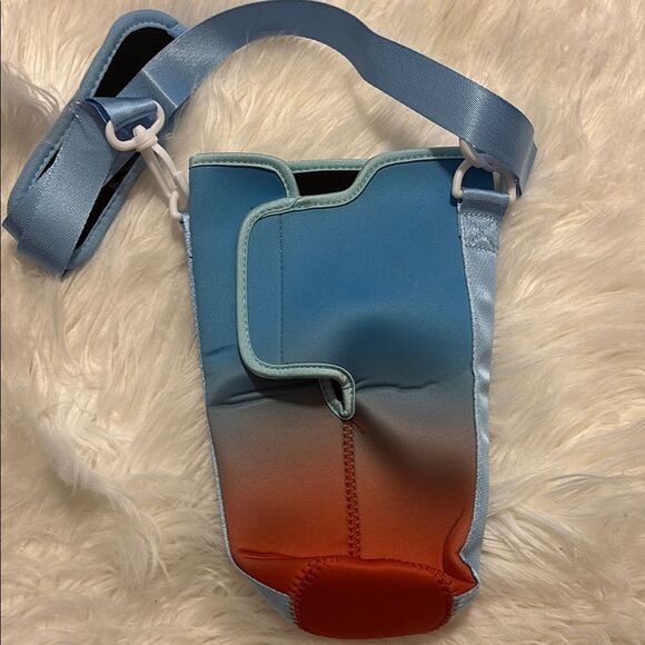 Water bottle/Stanley Water jug holder.  Blue and Red Gradient Adjustable Bag - Picture 1 of 3